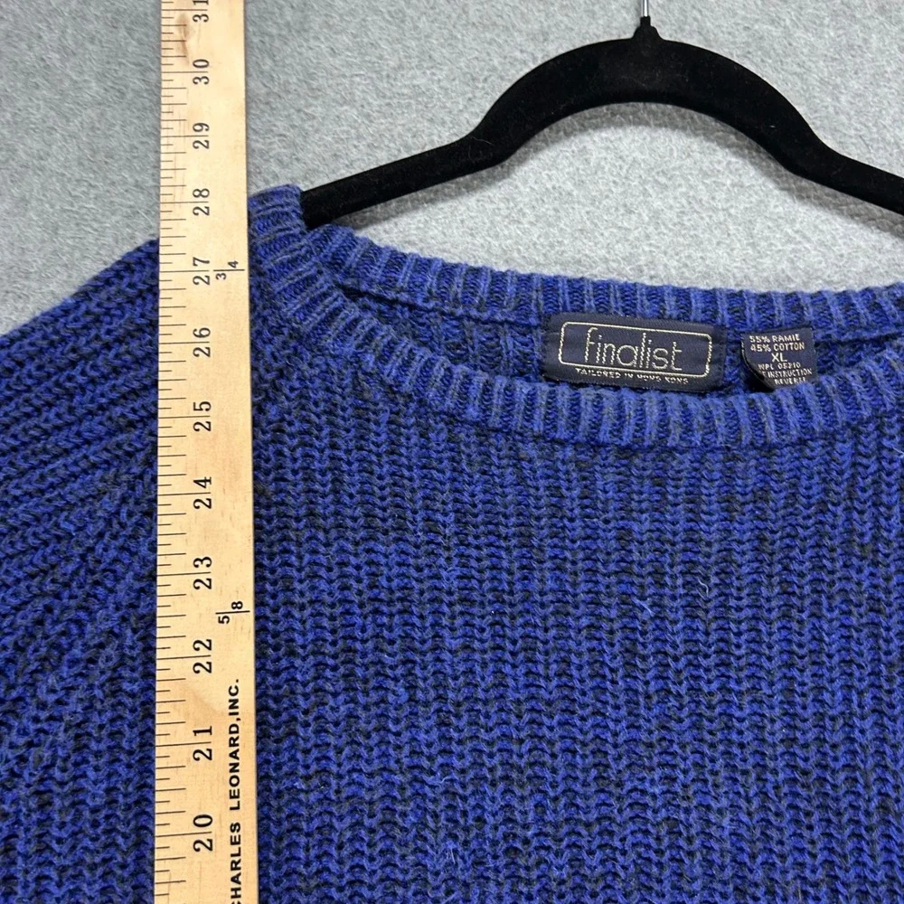 Finalist Sweater Mens XL Blue Ramie Blend Grandpacore Vintage